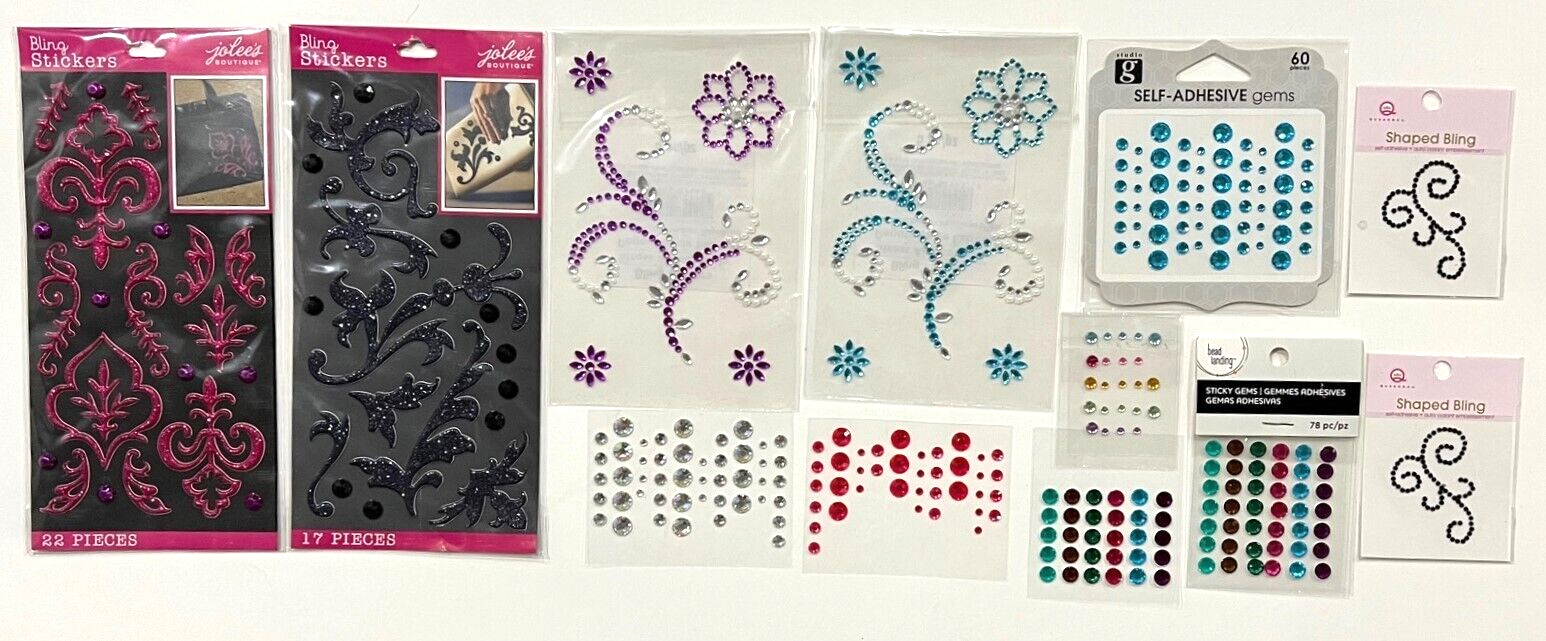 STICKERS - Glitter Stickers - Swirl Designs, Bling, Gems - all Sizes & Colors