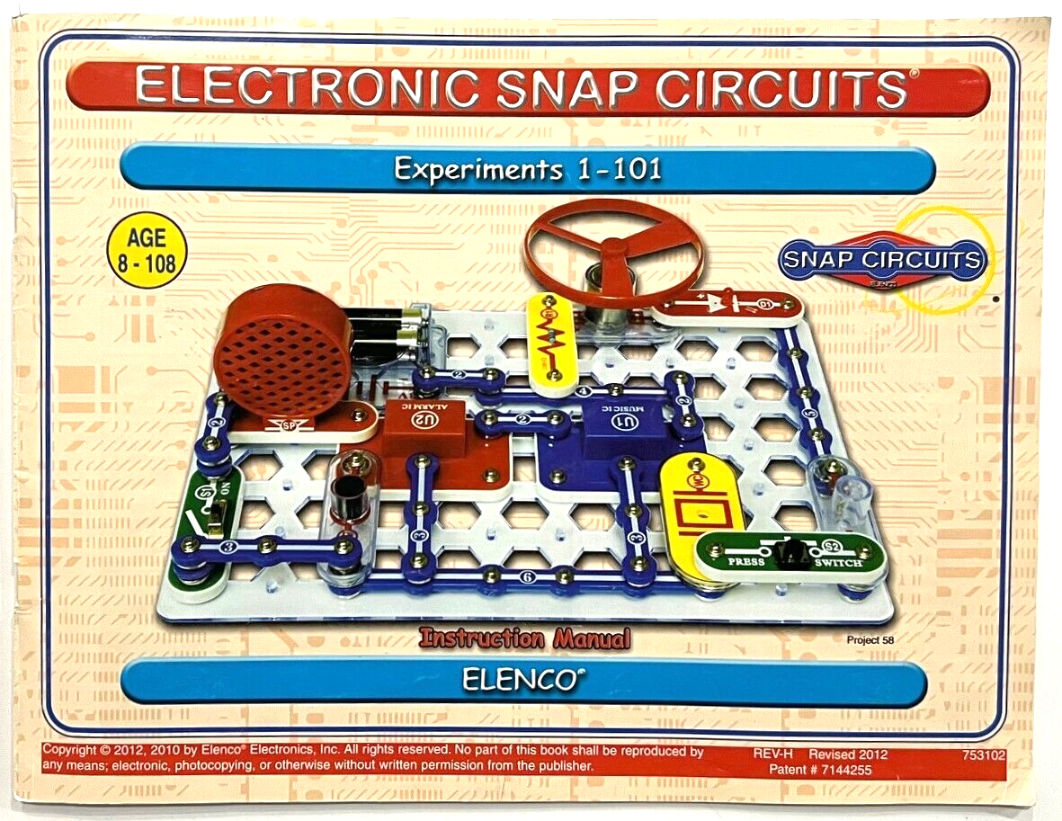 ELECTRONIC SNAP CIRCUITS MANUAL ONLY (Projects 1-101 )  By ELENCO  (2012)