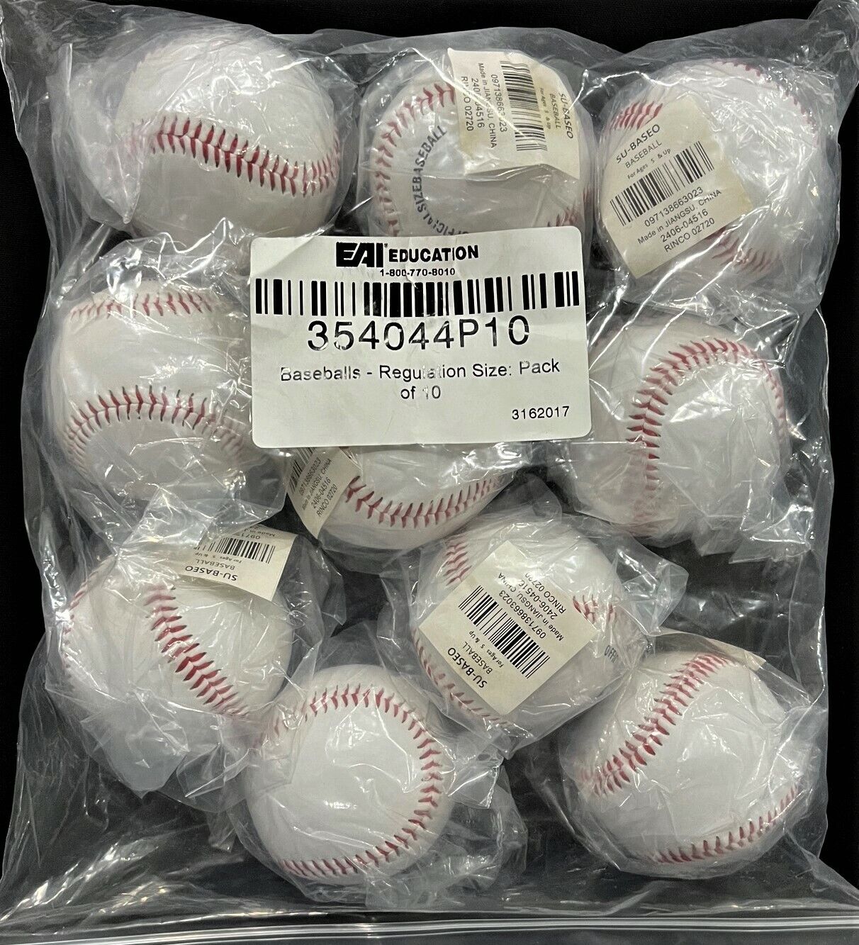 BASEBALLS - 10 Regulation Size Pack  (Individually wrapped)  Ages 5+