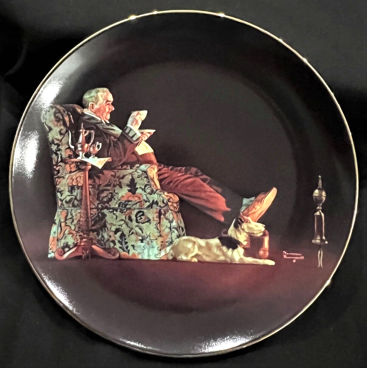 "EVENING'S REPOSE"  By NORMAN ROCKWELL - Collector Plate Limited Edition