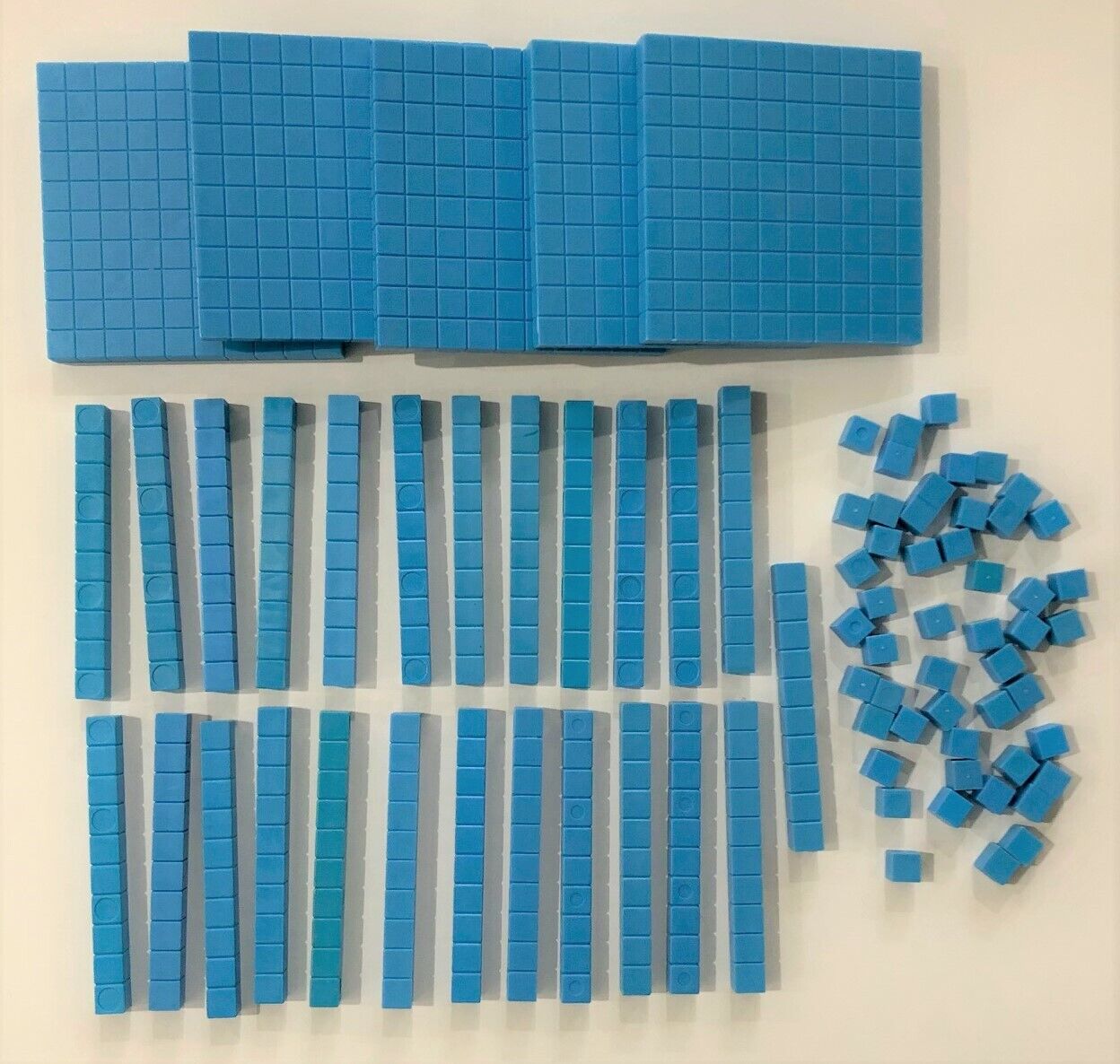 BASE TEN BLOCKS - BLUE, PLASTIC - For Teachers, Homeschoolers, Parents, Tutors