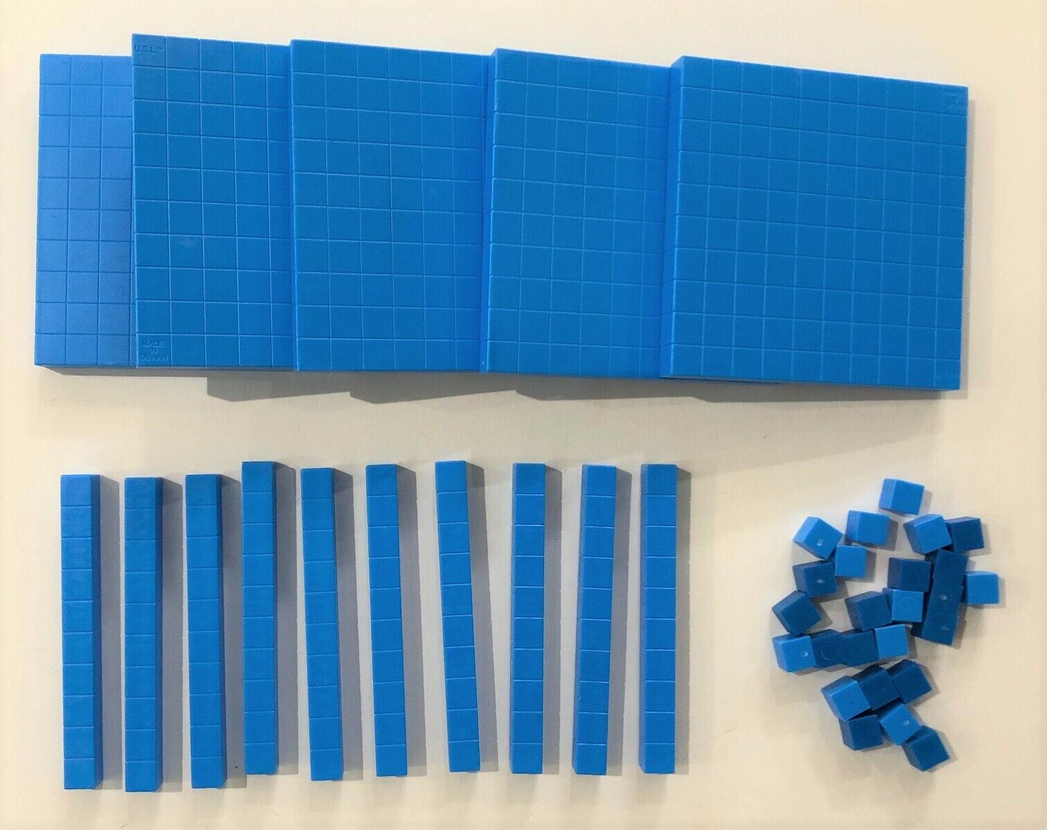 BASE TEN BLOCKS - BLUE, PLASTIC - For Teachers, Homeschoolers, Parents, Tutors