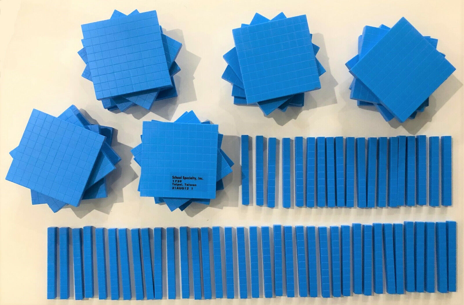 BASE TEN BLOCKS - BLUE, PLASTIC - For Teachers, Homeschoolers, Parents, Tutors
