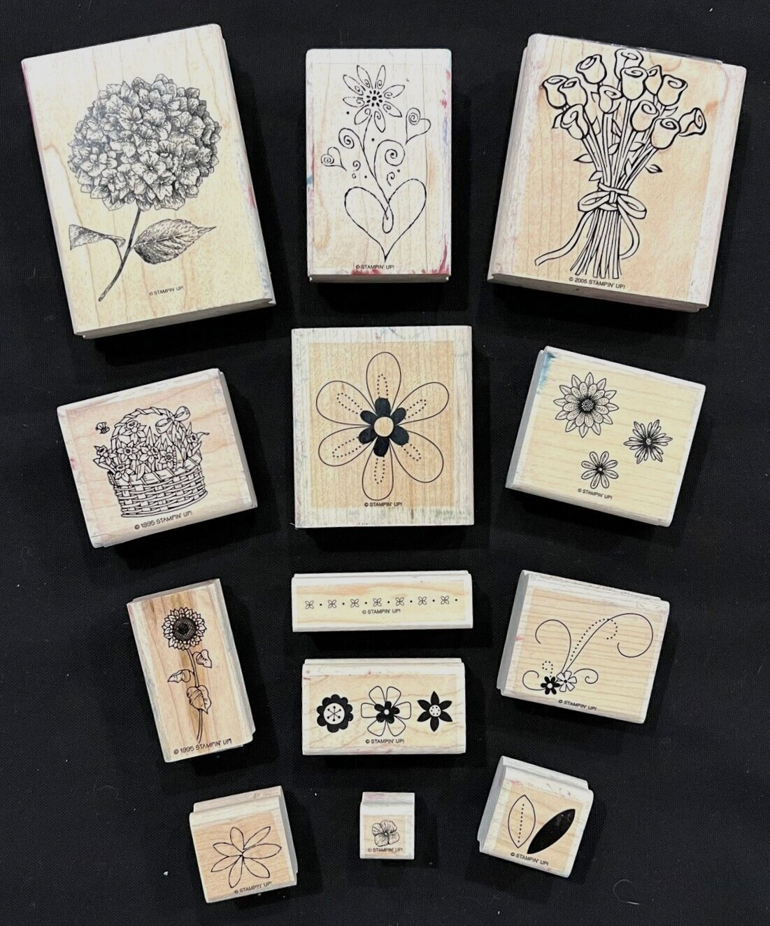 RUBBER INK STAMPS - Flower Theme  (13 stamps)