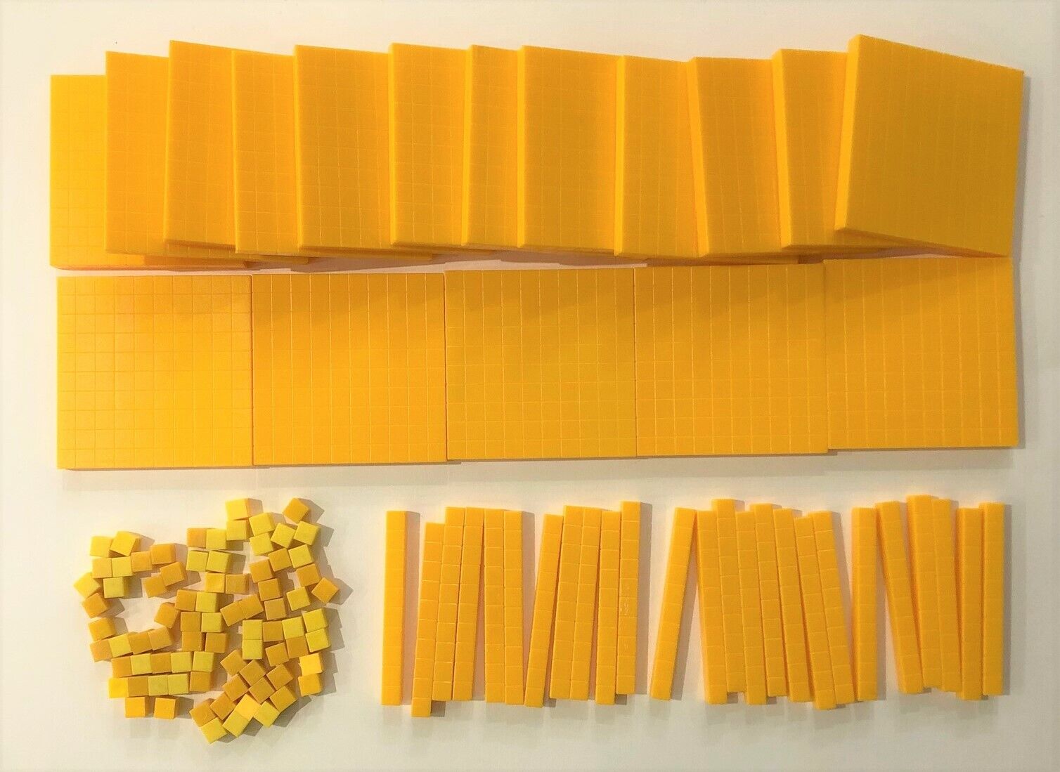 BASE TEN BLOCKS - YELLOW, PLASTIC - For Teachers, Homeschoolers, Parents, Tutors
