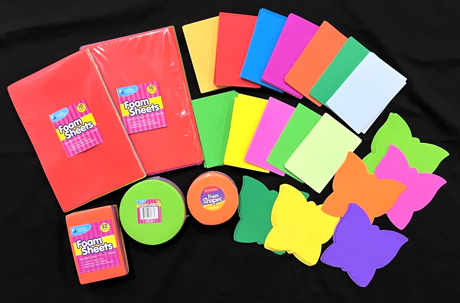 CRAFTING - FOAM SHAPES AND SHEETS (New and Opened)  - 157 pieces total