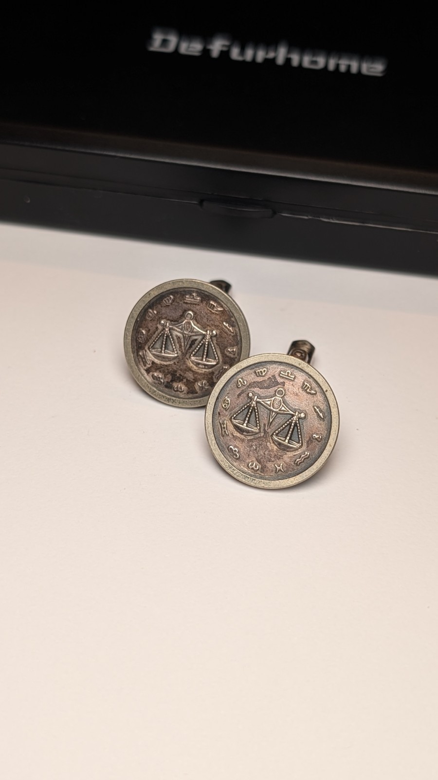 Vintage Sterling Silver Libra Star Sign Cuff Links | 925 Silver (Slightly Bent)