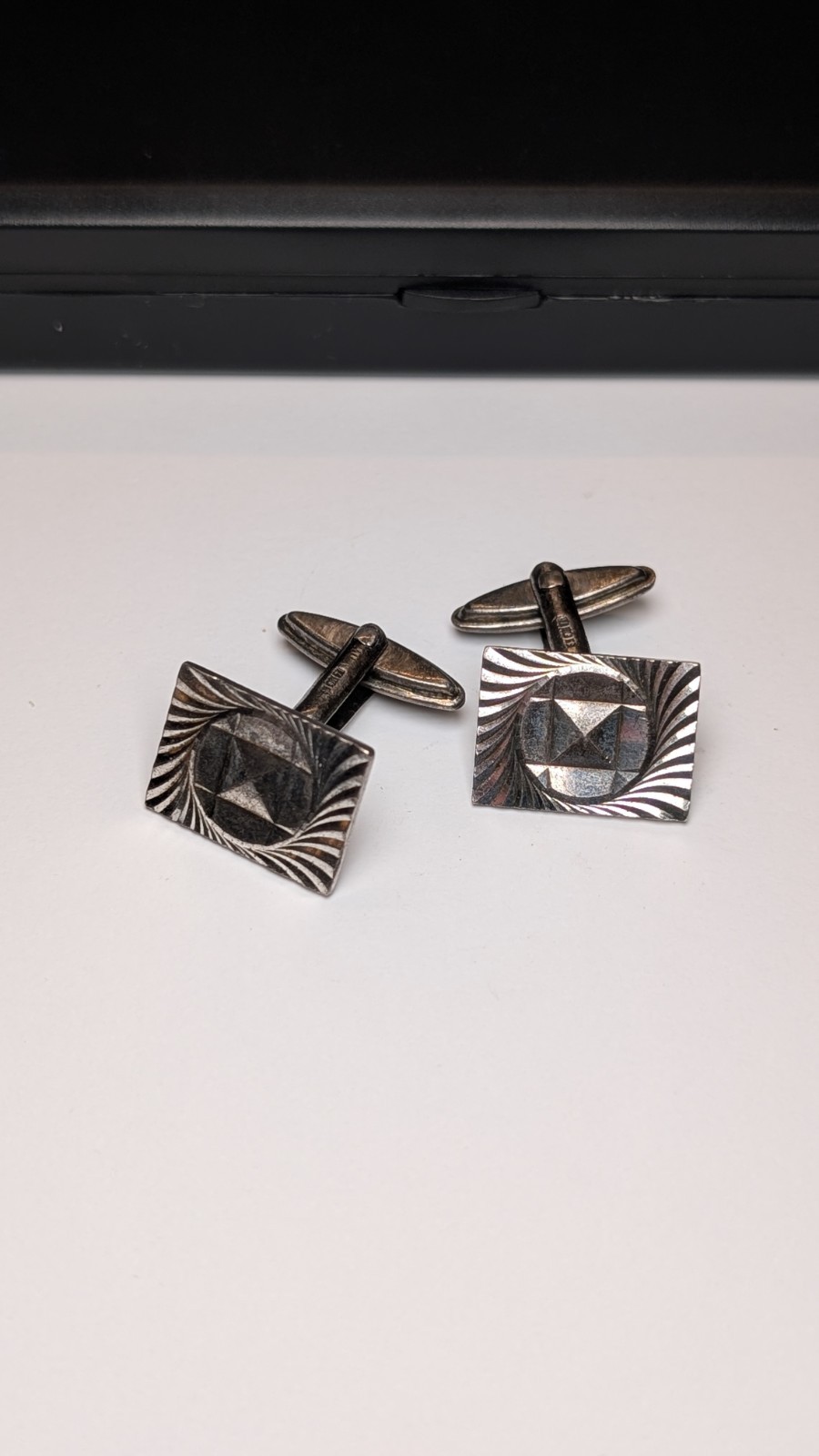 Vintage Sterling Silver Etched Men's Cuff Links | 925 Silver